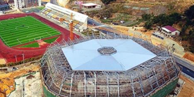 哇！光澤縣室內(nèi)體育館室內(nèi)看臺全面完工啦