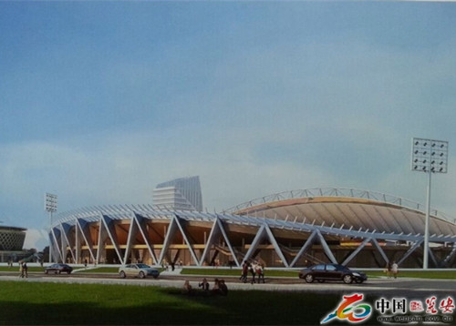 甕安縣全民健身活動(dòng)中心看臺(tái)安裝完畢